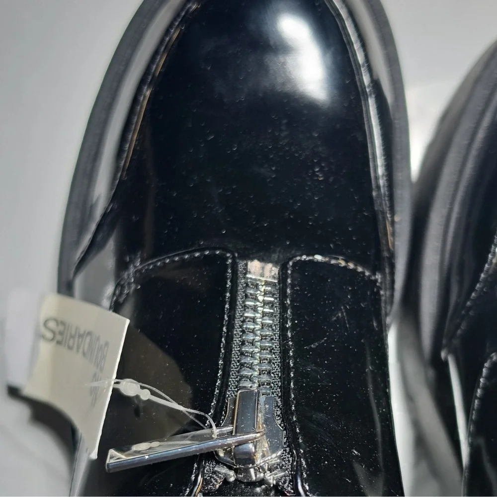 No Boundaries Black Leather Oxford Men's Dress Shoes Zip Closure Size 11